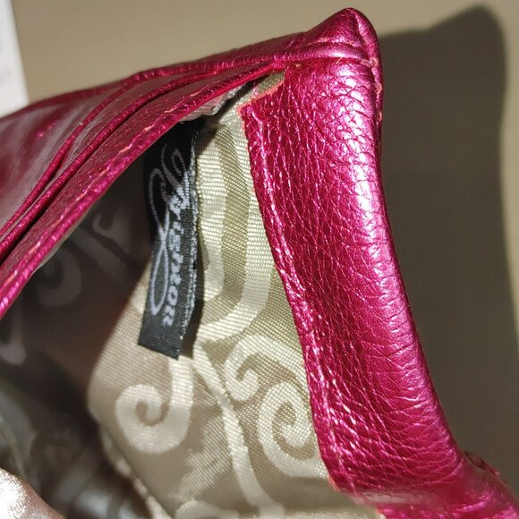 Brighton Nolita Shimmer Small Trifold Wallet Metallic Pink Leather Card Holder - Picture 2 of 11